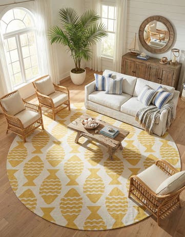 13' x 13' Easy-Clean Coastal Indoor / Outdoor Round Rug