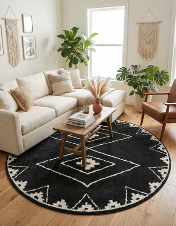 Black Oslo Round Rug