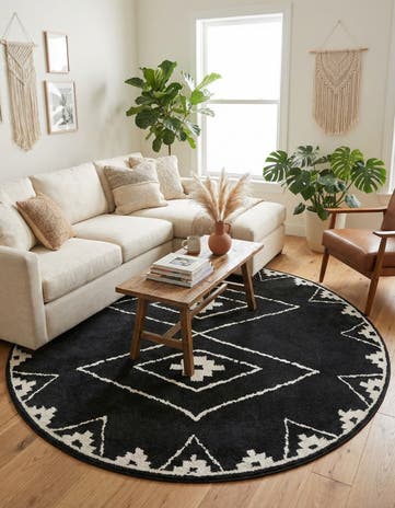 Black Oslo Round Rug