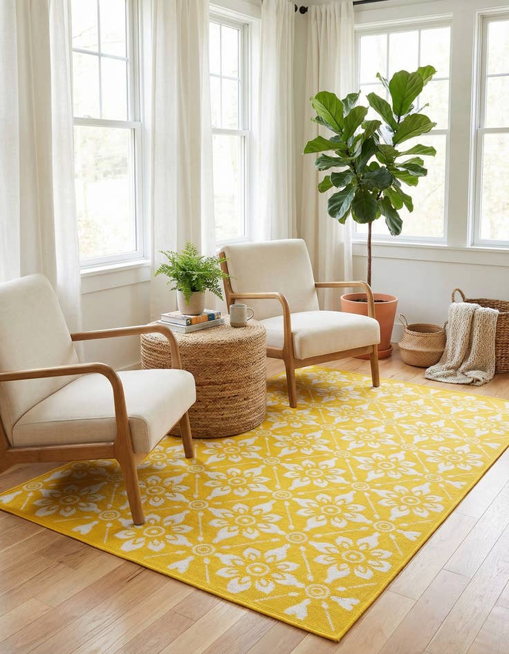 Detail image of 4' x 6'  Washable Trellis Indoor / Outdoor Rug