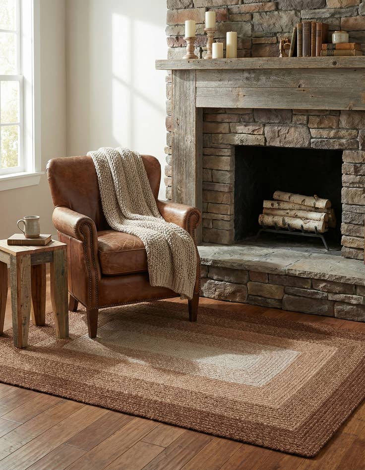 Detail image of 4' 1 x 6' 1  Hand Hand Braided Wool Rug