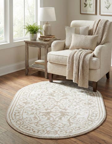 Snow White Hermitage Oval Rug