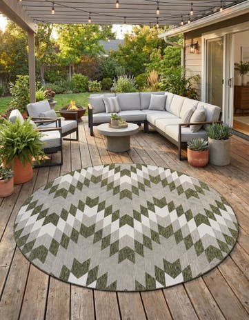 10' x 10' Easy-Clean Modern Indoor / Outdoor Round Rug