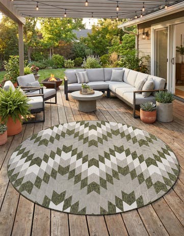 10' x 10' Easy-Clean Modern Indoor / Outdoor Round Rug