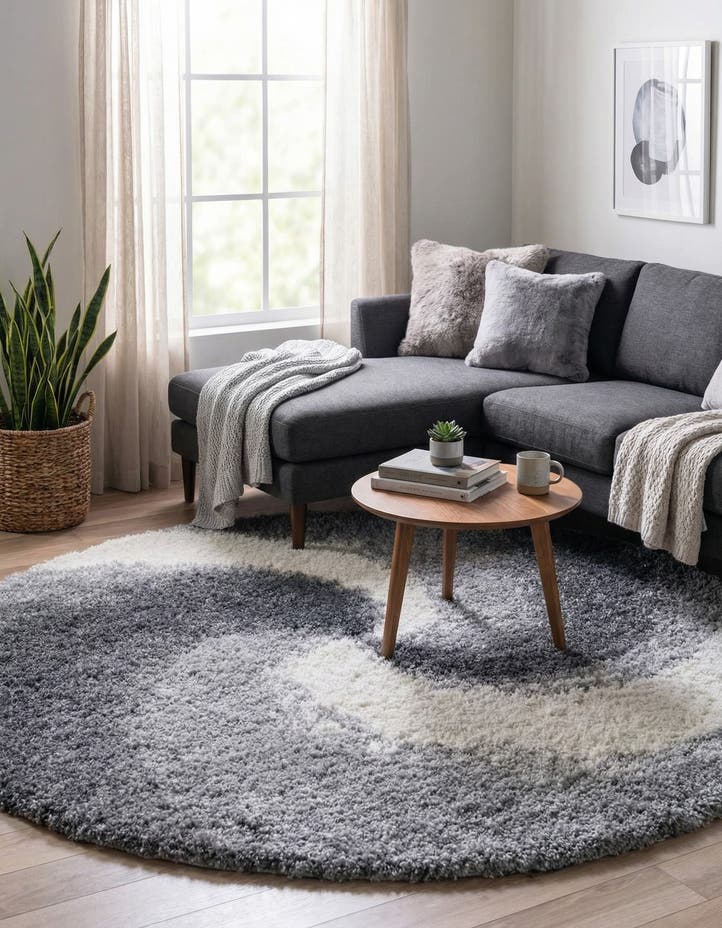 5' 3 x 5' 3 Soft Touch Shag Round Rug