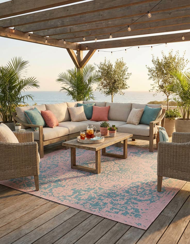 Detail image of 13' x 13'  Washable Jill Zarin Dubai Indoor / Outdoor Square Rug