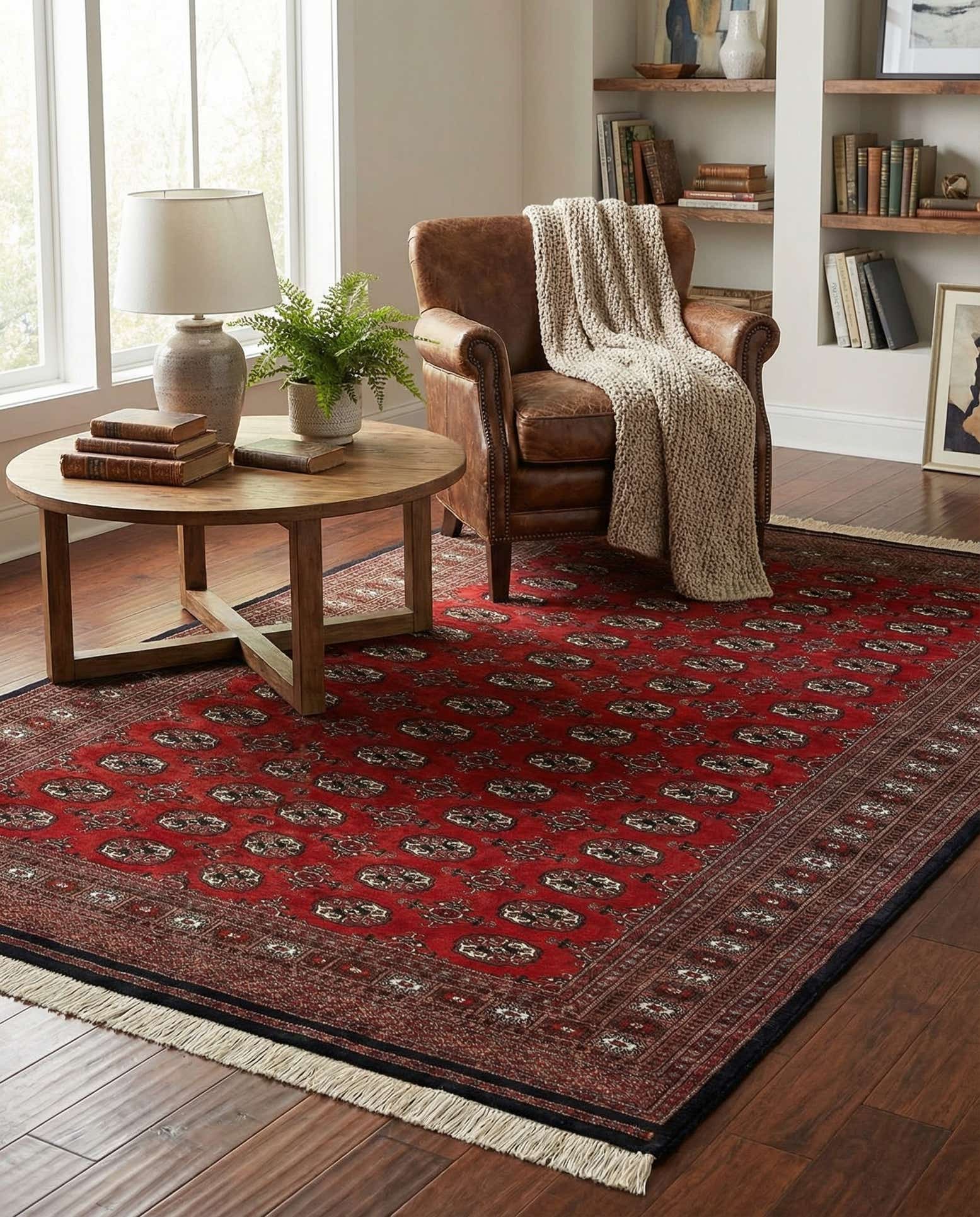 6' 1 x 8' 7 Hand Knotted Torkaman Persian Wool Rug