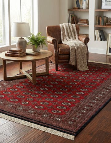 6' 1 x 8' 7 Hand Knotted Torkaman Persian Wool Rug
