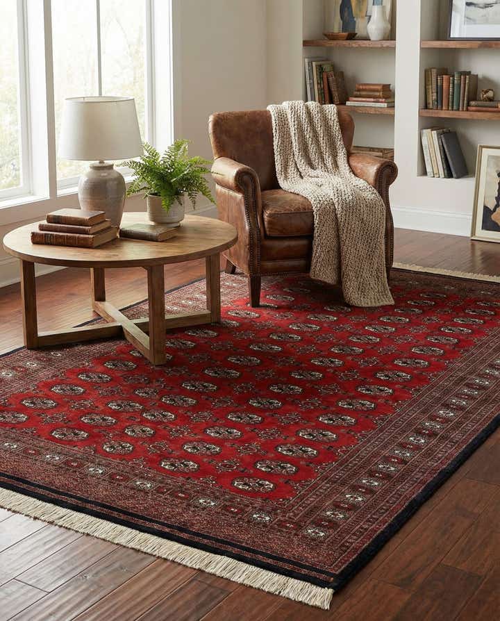 6' 1 x 8' 7 Hand Knotted Torkaman Persian Wool Rug