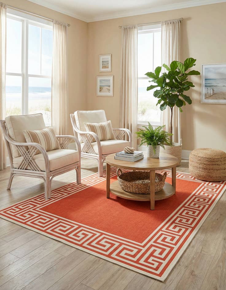 Detail image of 4' x 6'  Washable Coastal Indoor / Outdoor Rug