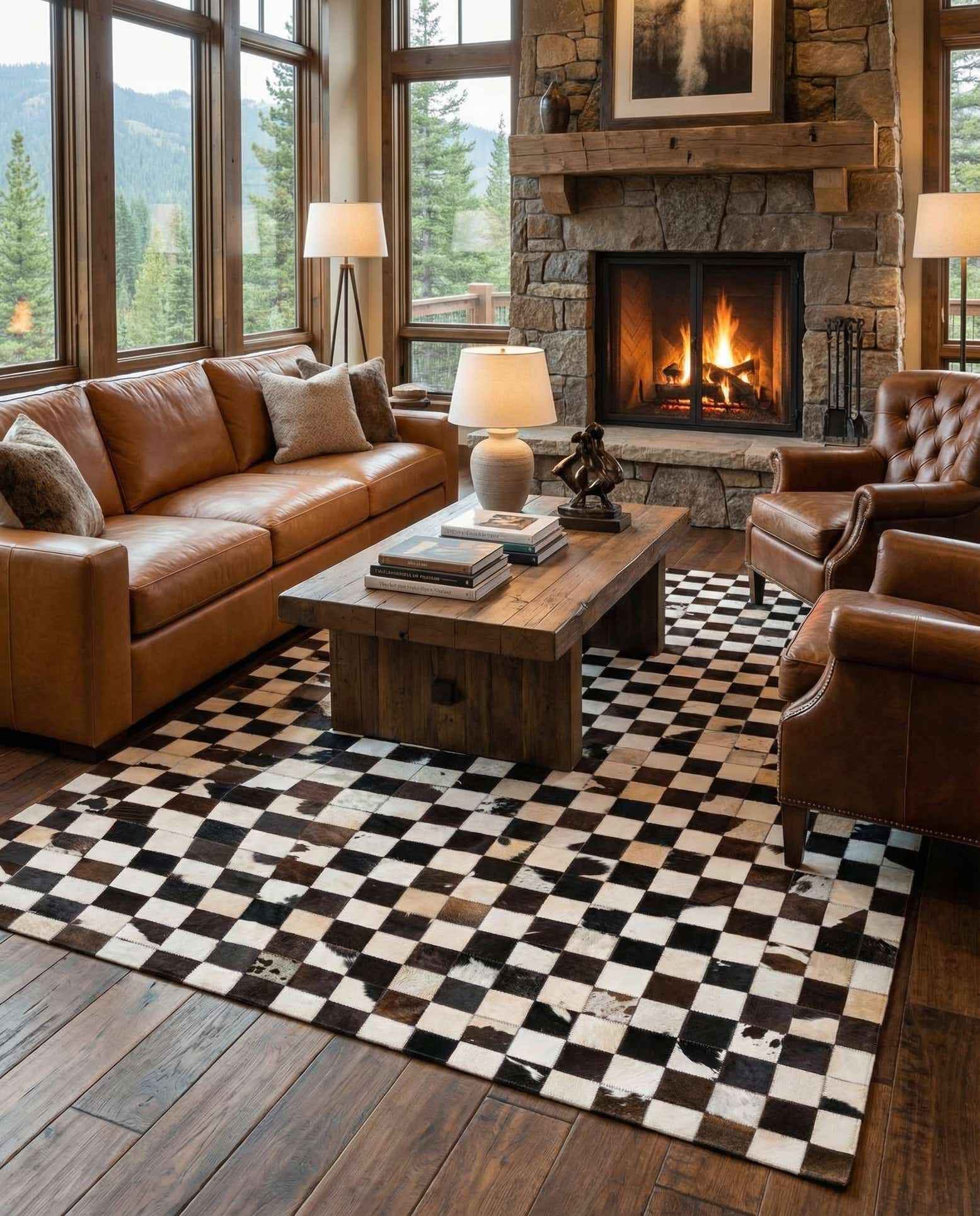 5' x 8' Cowhide Stocks Rug