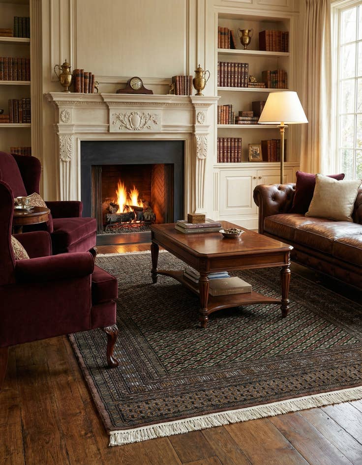 Detail image of 4' 1 x 6' 2  Hand Knotted Bokhara Wool Rug