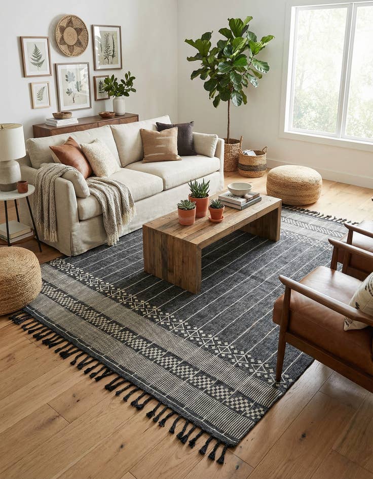 Detail image of 10' x 14' 1  Washable Eco Bohemian Indoor / Outdoor Rug