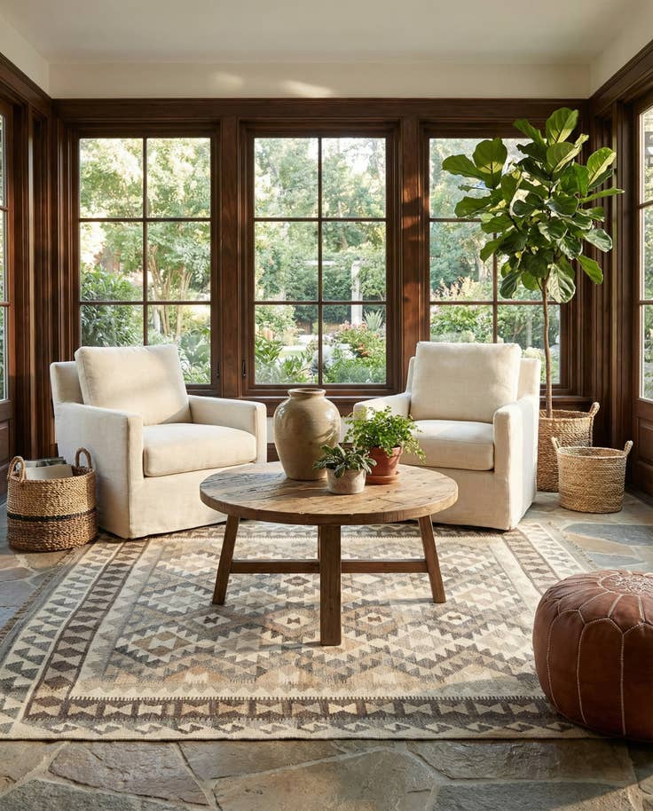 Detail image of 5' 1 x 6' 9 Hand Woven Kilim Maymana Wool Rug