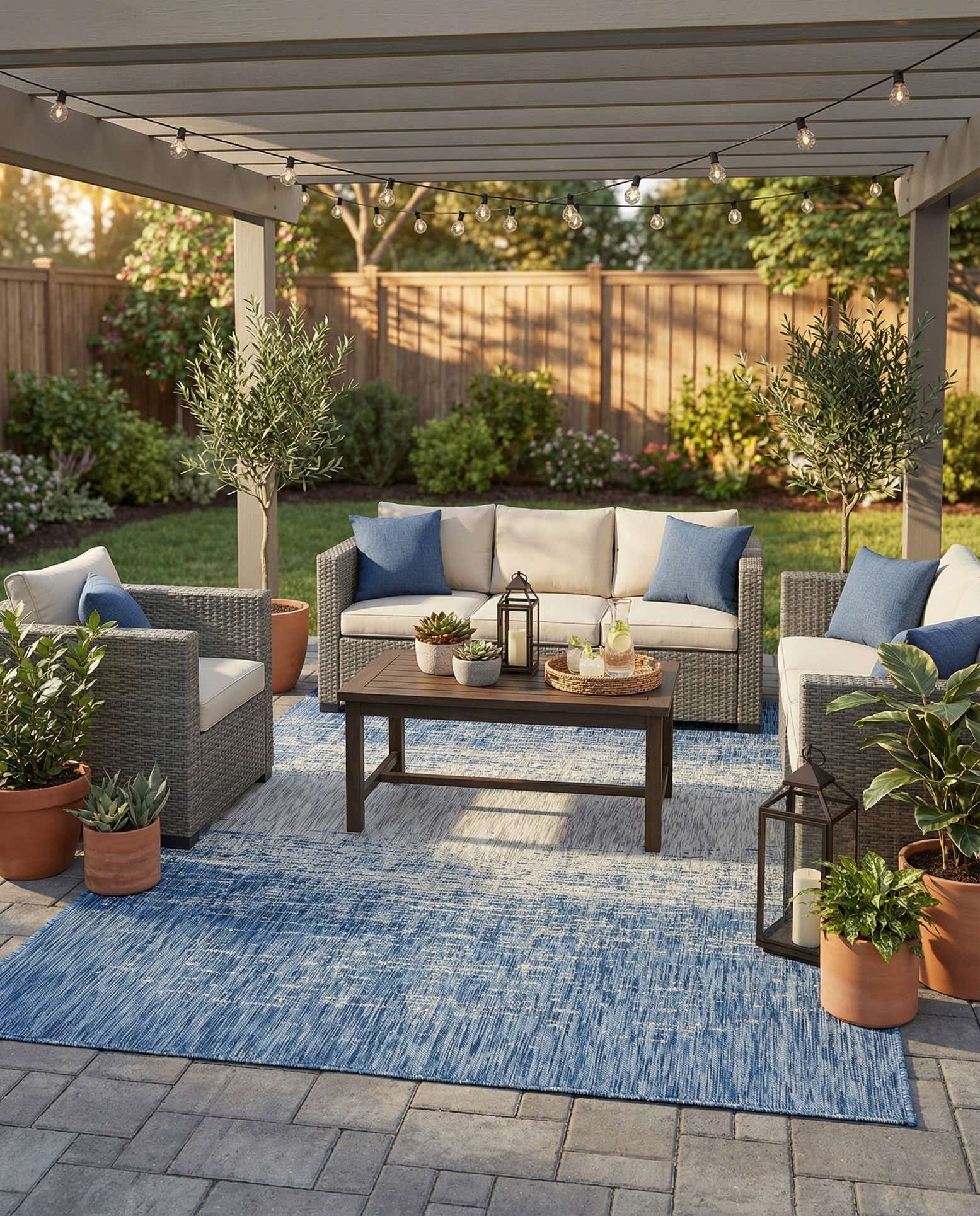 6' x 9' Easy-Clean Modern Indoor / Outdoor Rug