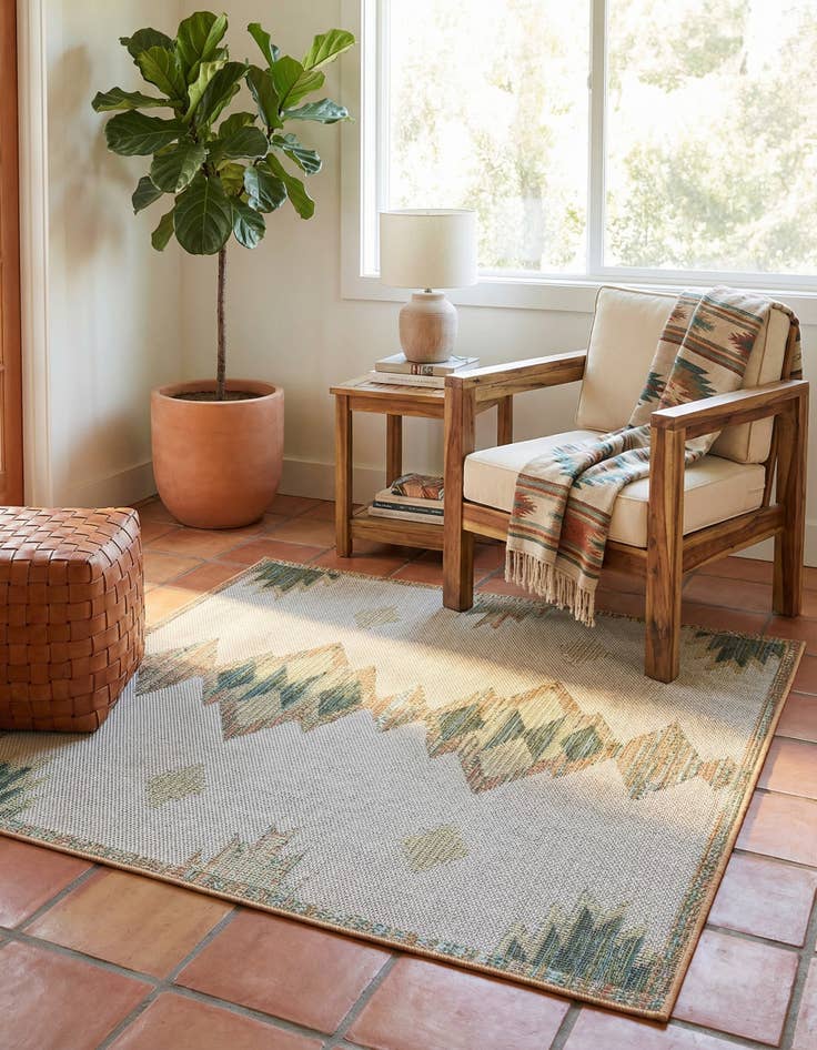 Detail image of 5' 3 x 5' 3  Washable Baja Indoor / Outdoor Square Rug