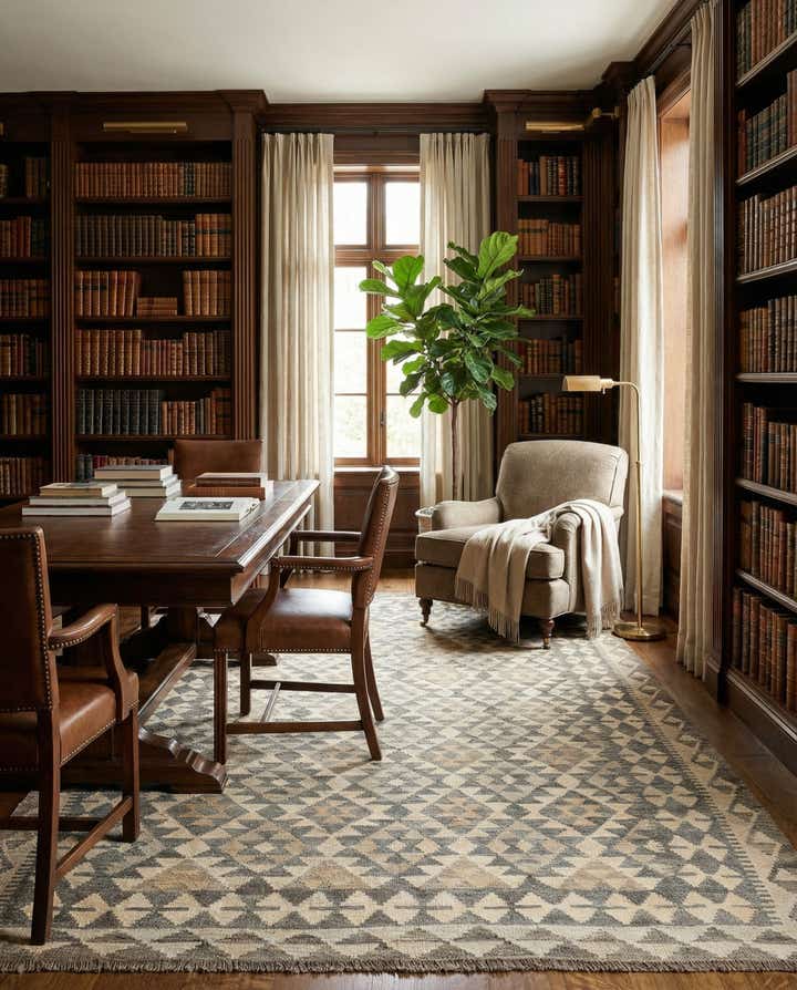 5' 2 x 6' 11 Hand Woven Kilim Maymana Wool Rug