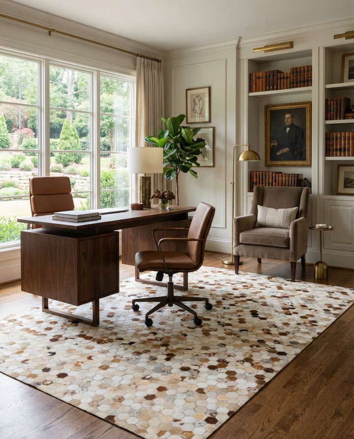 5' x 8' Cowhide Leather Rug