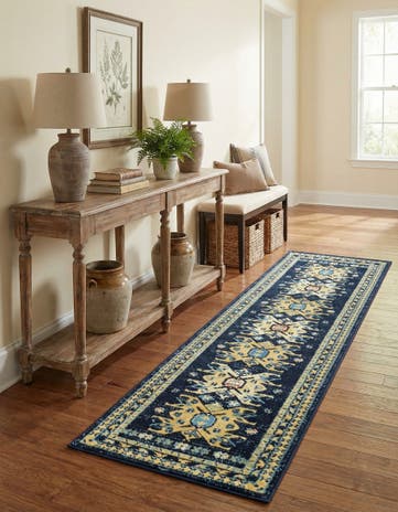 Navy Blue Heris Runner Rug