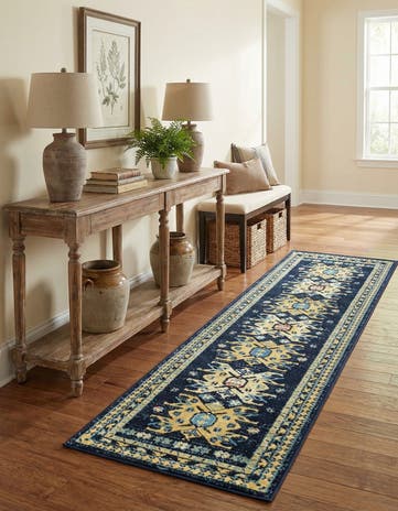 Navy Blue Heris Runner Rug