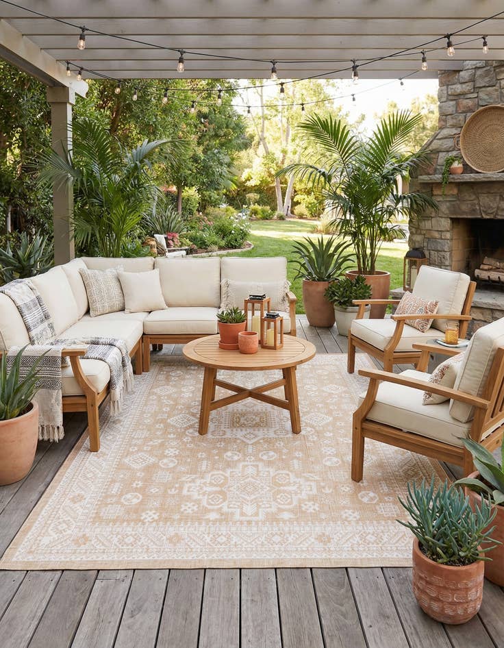 Detail image of  9' x 12'  Washable Aztec Indoor / Outdoor Rug