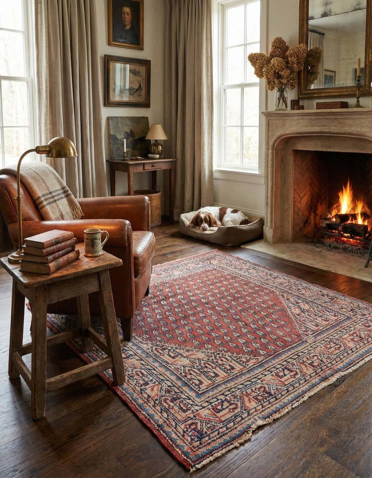 Detail image of 4' 3 x 4' 6  Hand Knotted Ultra Vintage Persian Wool Square Rug