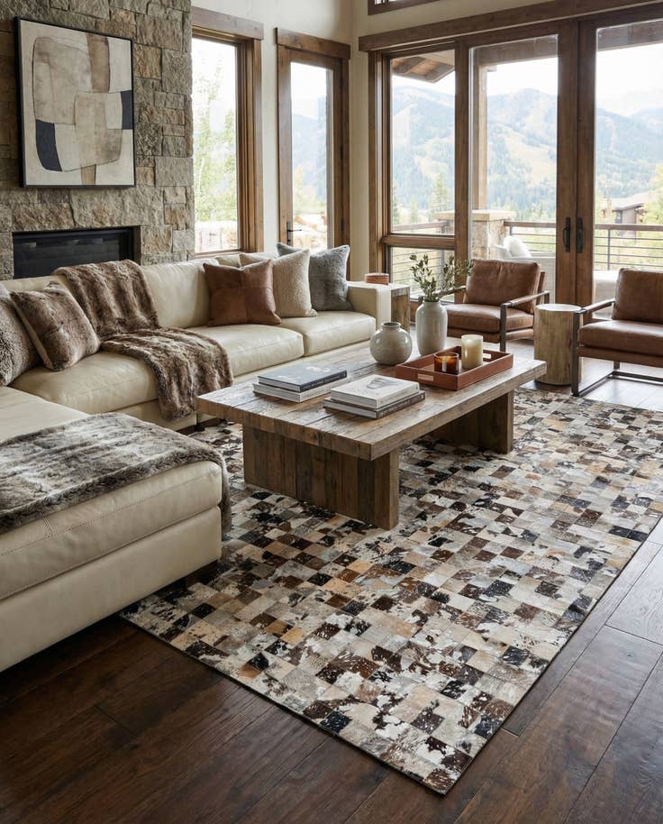 Detail image of 8' 2 x 9' 11 Cowhide Stocks Rug