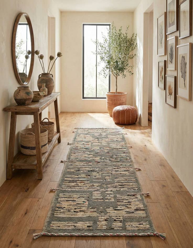 Detail image of 2' 9 x 10'  Hand Knotted Moroccan Wool Runner Rug
