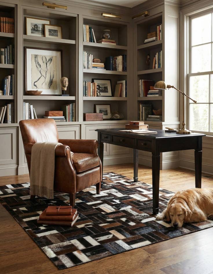 Detail image of  2' 1 x 3' Cowhide Leather Rug