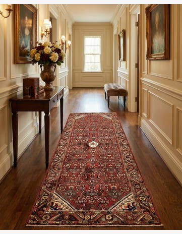 3' 8 x 9' 9 Hand Knotted Hossainabad Persian Wool Runner Rug