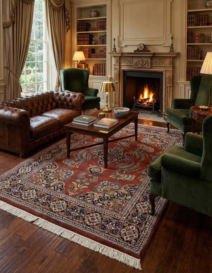 Detail image of 4' 5 x 7' 2  Hand Knotted Sarough Wool Rug