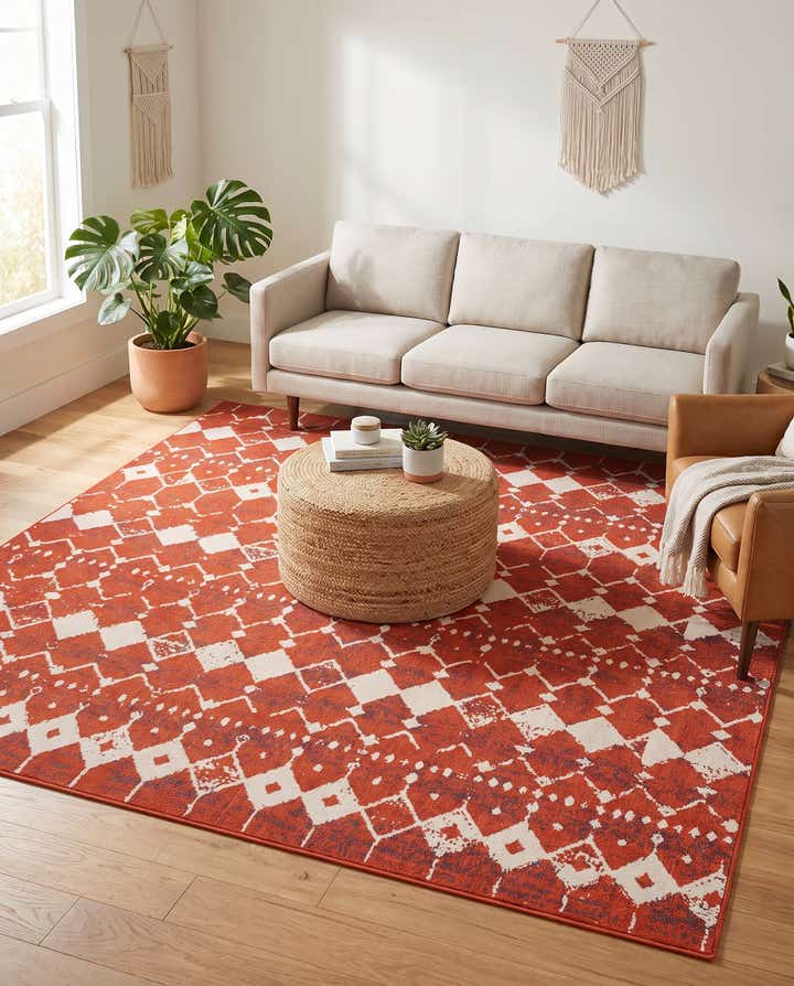 7' 10 x 7' 10 Easy-Clean Trellis Indoor / Outdoor Square Rug