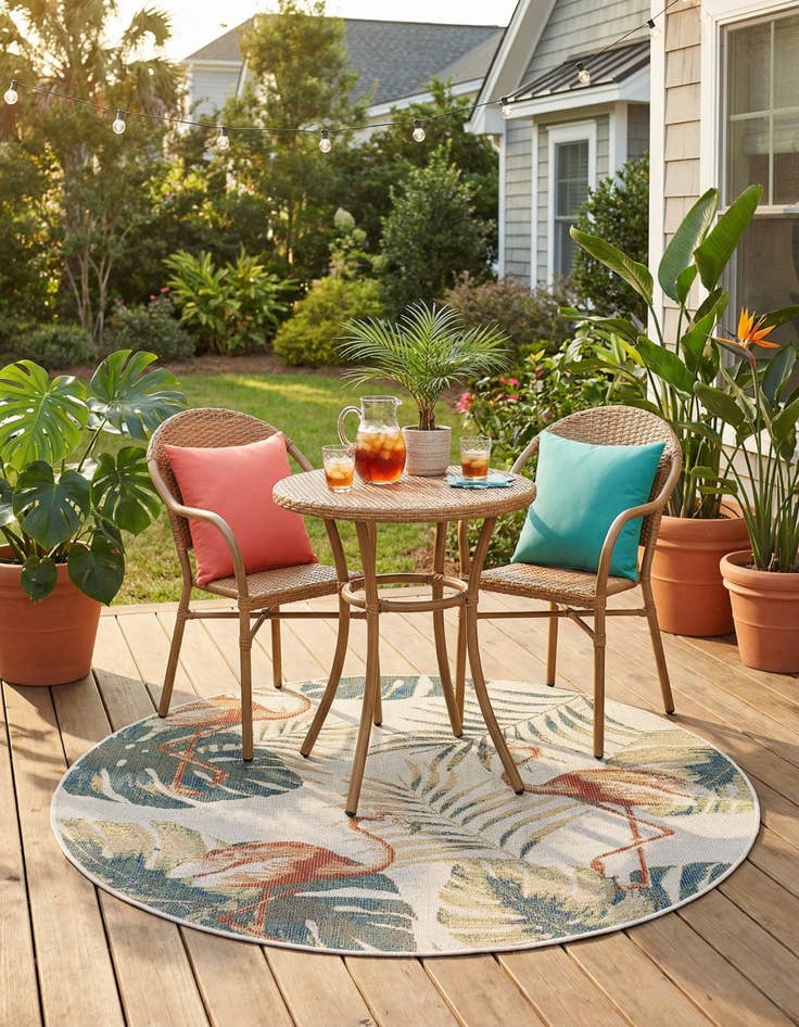 Detail image of 5' 3 x 5' 3  Washable Baja Indoor / Outdoor Round Rug