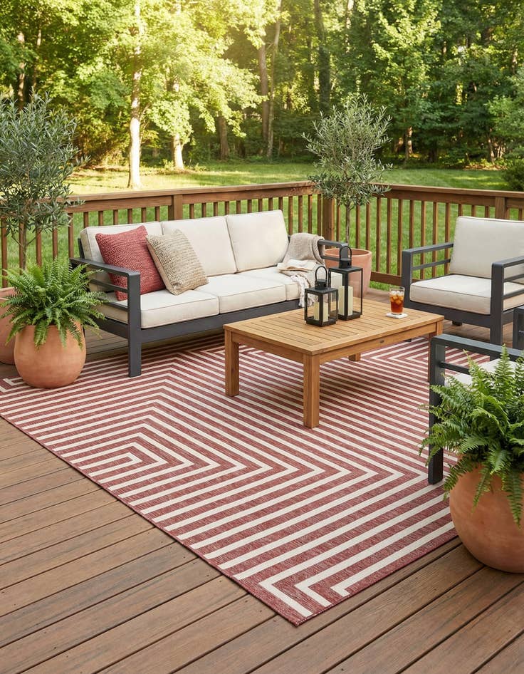 Detail image of 13' x 13'  Washable Modern Indoor / Outdoor Square Rug