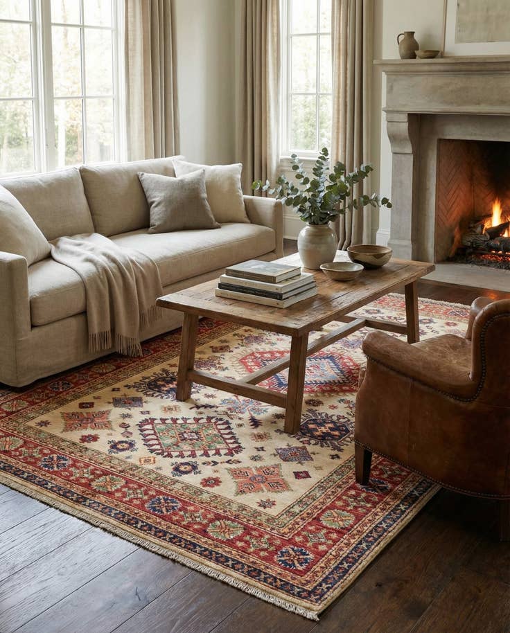 Detail image of 4' 10 x 6' 8 Hand Knotted Kazak Oriental Rug
