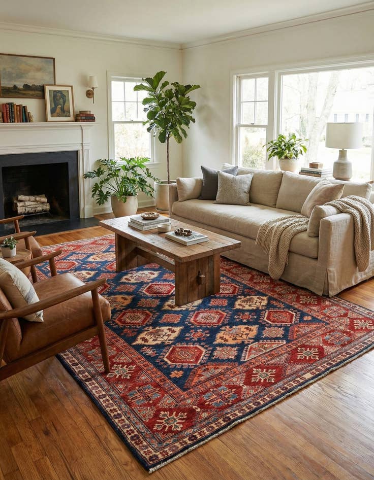 Detail image of 6' 6 x 10'  Hand Knotted Kazak Oriental Rug