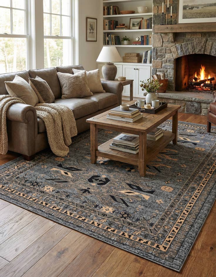 Detail image of 9' x 12' Heriz Design Rug