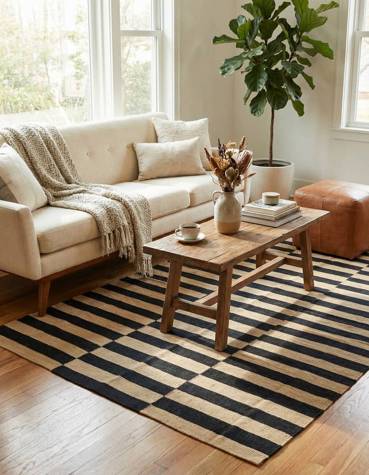 Detail image of 4' 1 x 5' 10  Hand Woven Kilim Modern Wool Rug