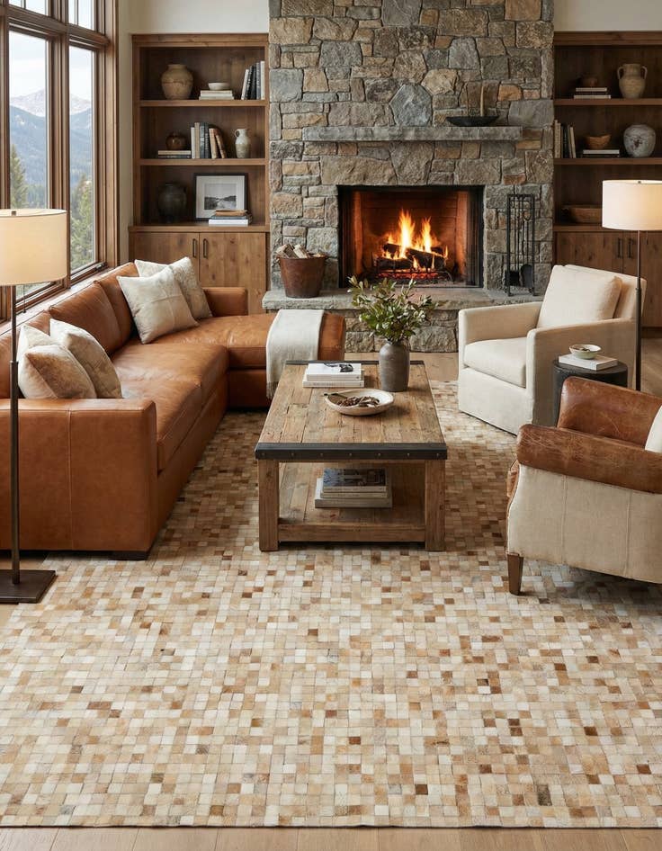 Detail image of 8' 1 x 9' 11 Cowhide - Patchwork Rug