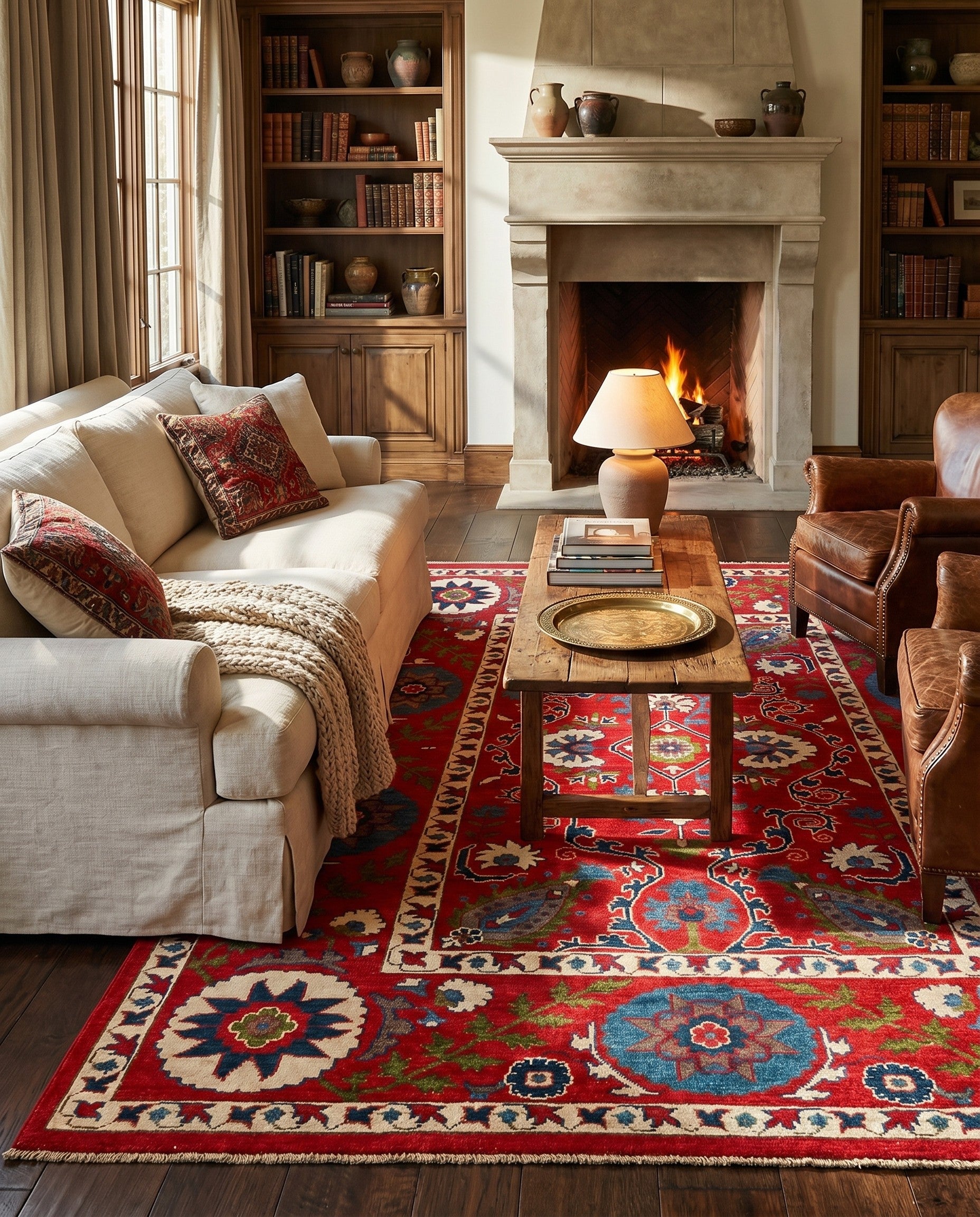5' 8 x 8' Hand Knotted Kazak Rug