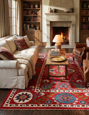 5' 8 x 8' Hand Knotted Kazak Rug