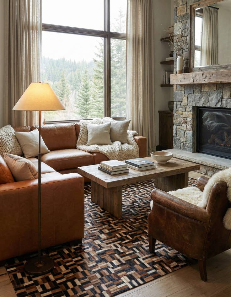 Detail image of  4' 11 x 7' 10 Cowhide - Patchwork Rug