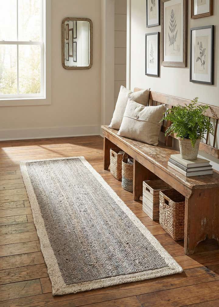 2' x 8' Handmade Braided Jute Runner Rug