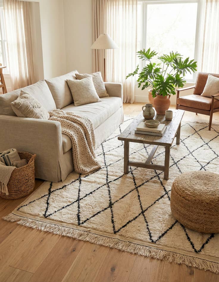 Detail image of  6' 2 x 10'  Hand Knotted Moroccan Wool Rug