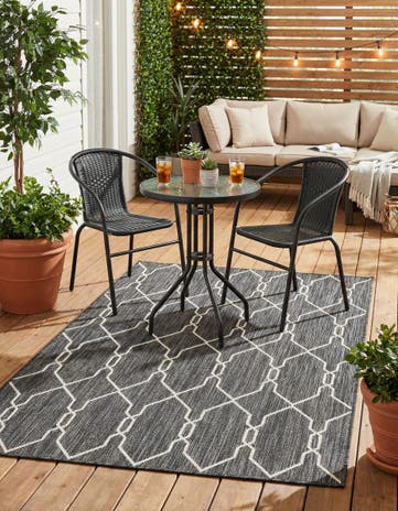 Charcoal Easy-Clean Lattice Indoor / Outdoor Rug
