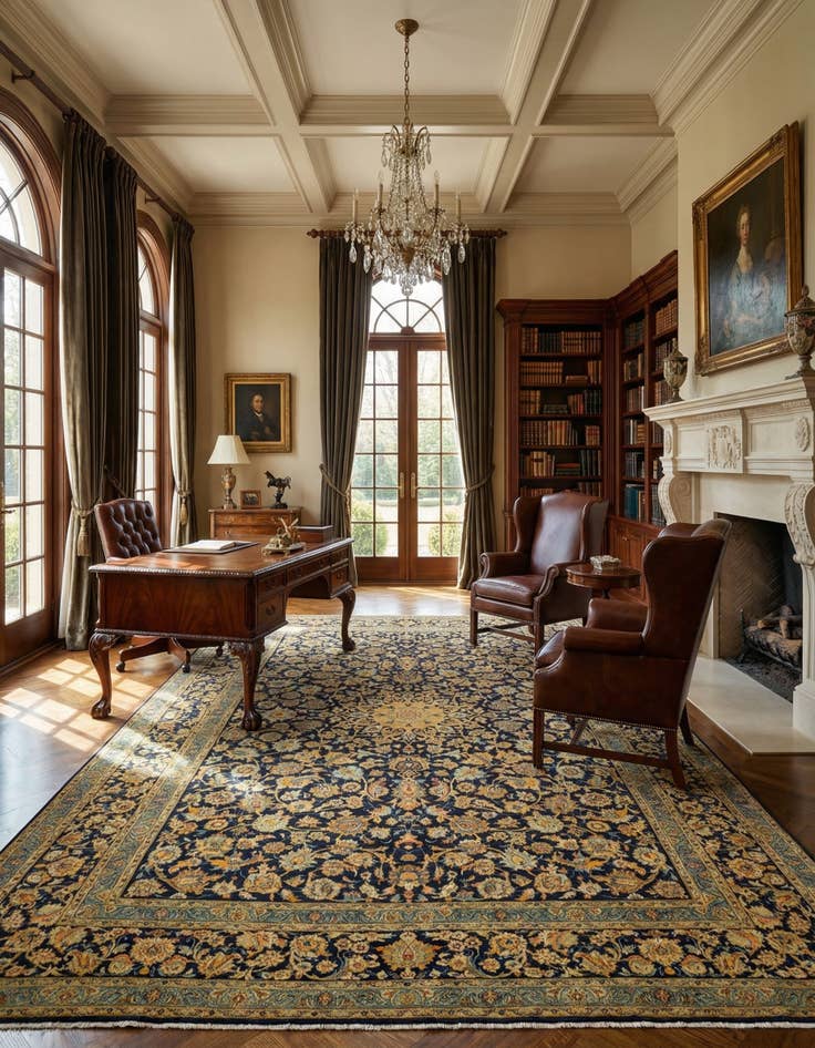 Detail image of 9' 9 x 13'  Hand Knotted Kashmar Persian Wool Rug