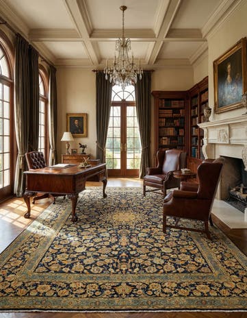 9' 9 x 13' Hand Knotted Kashmar Persian Wool Rug