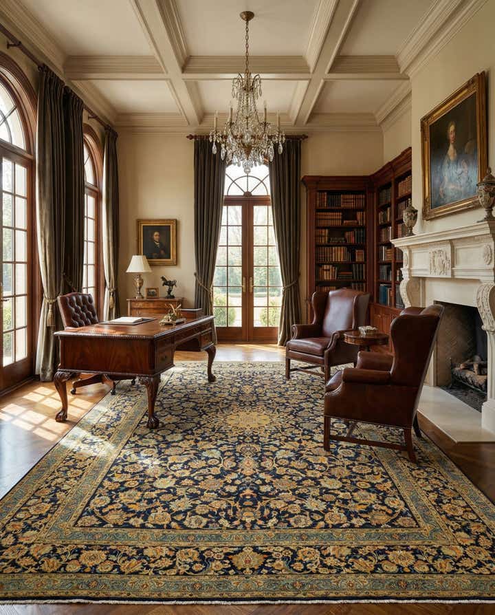 9' 9 x 13' Hand Knotted Kashmar Persian Wool Rug