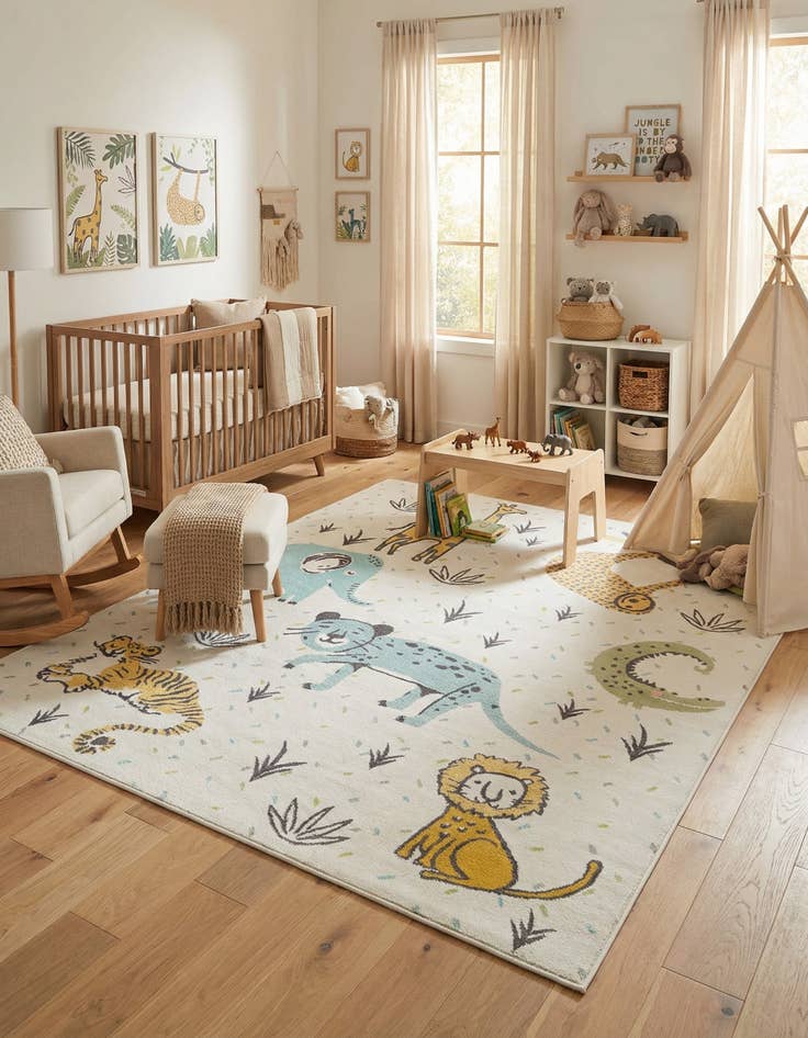 Detail image of 7' 10 x 10' Animals Whimsy Kids Rug