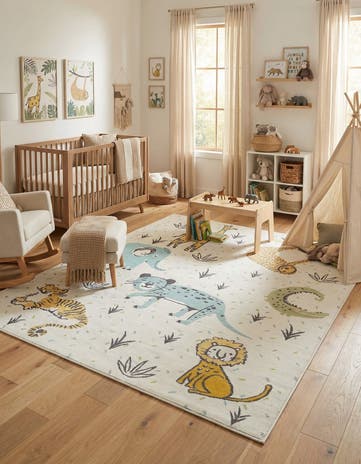 Ivory Animals Whimsy Kids Rug